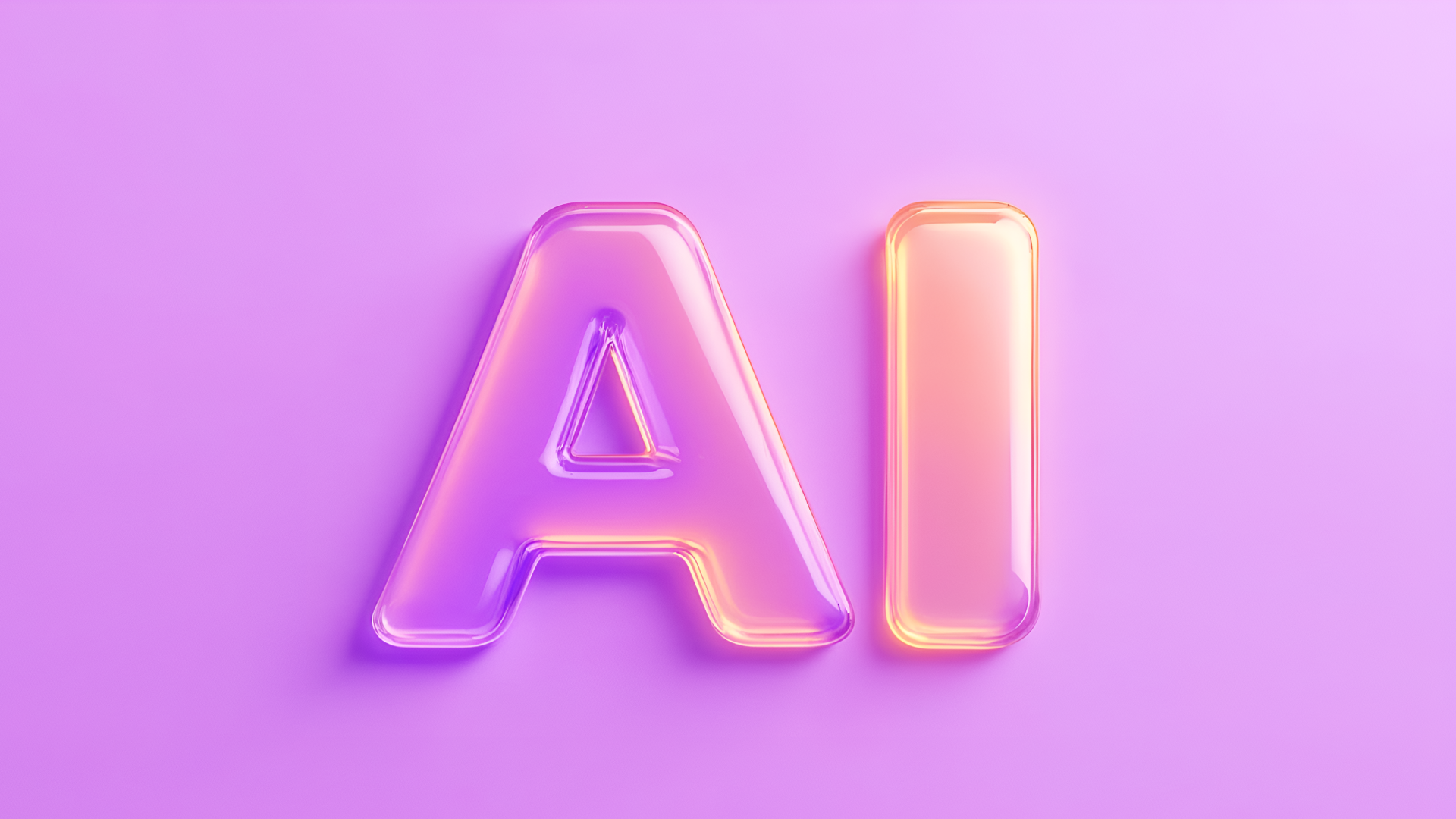 3D AI letters glowing in purple and orange, symbolizing the AI skills gap in modern workplaces