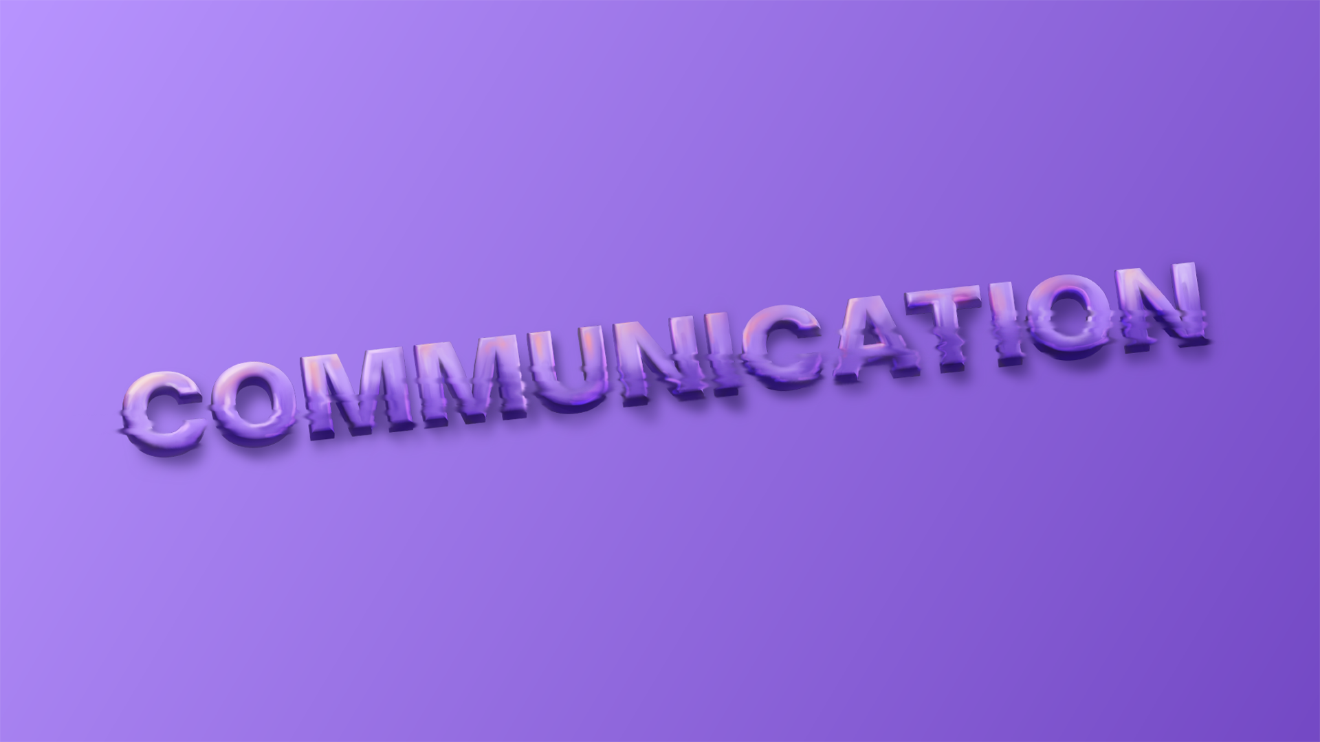 Stylized 3D text “COMMUNICATION” on a purple background representing the importance of clear employer-candidate dialogue